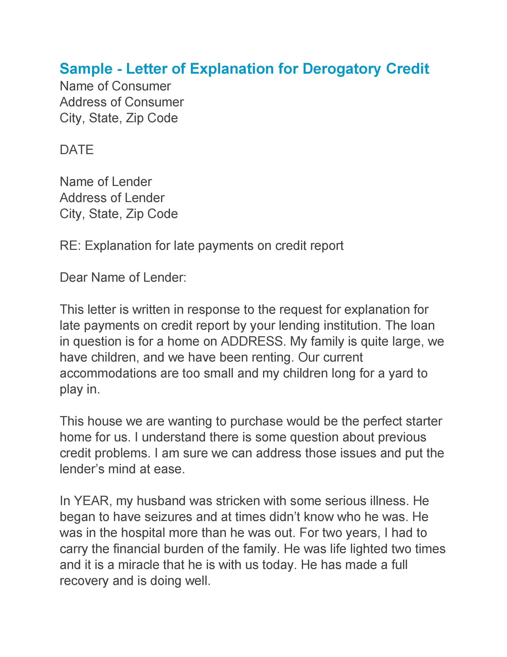 48 Letters Of Explanation Templates Mortgage Derogatory Credit 48 Letters Of Explanation Templates Mortgage Derogatory Credit
