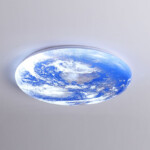 Blue Modern Metal Flush Mount Circle Shape Ceiling Light With Acrylic