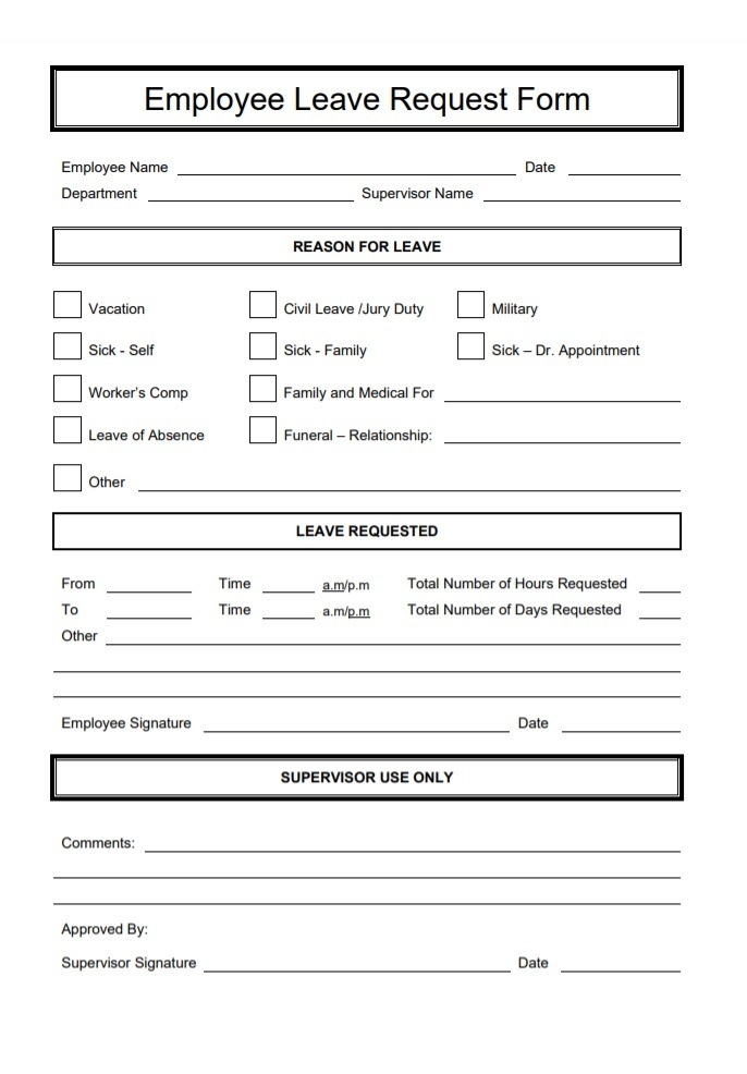 Sample Leave Application Form Free Word Templates