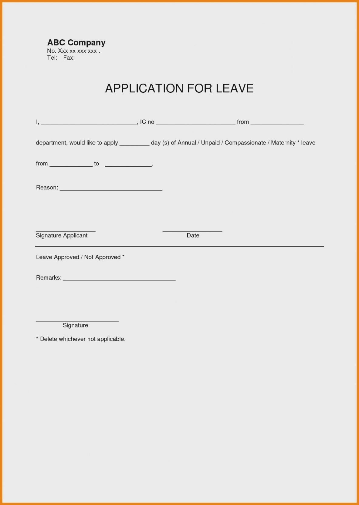 Best Of Leave Application Form Template Case Worker Sample Resume