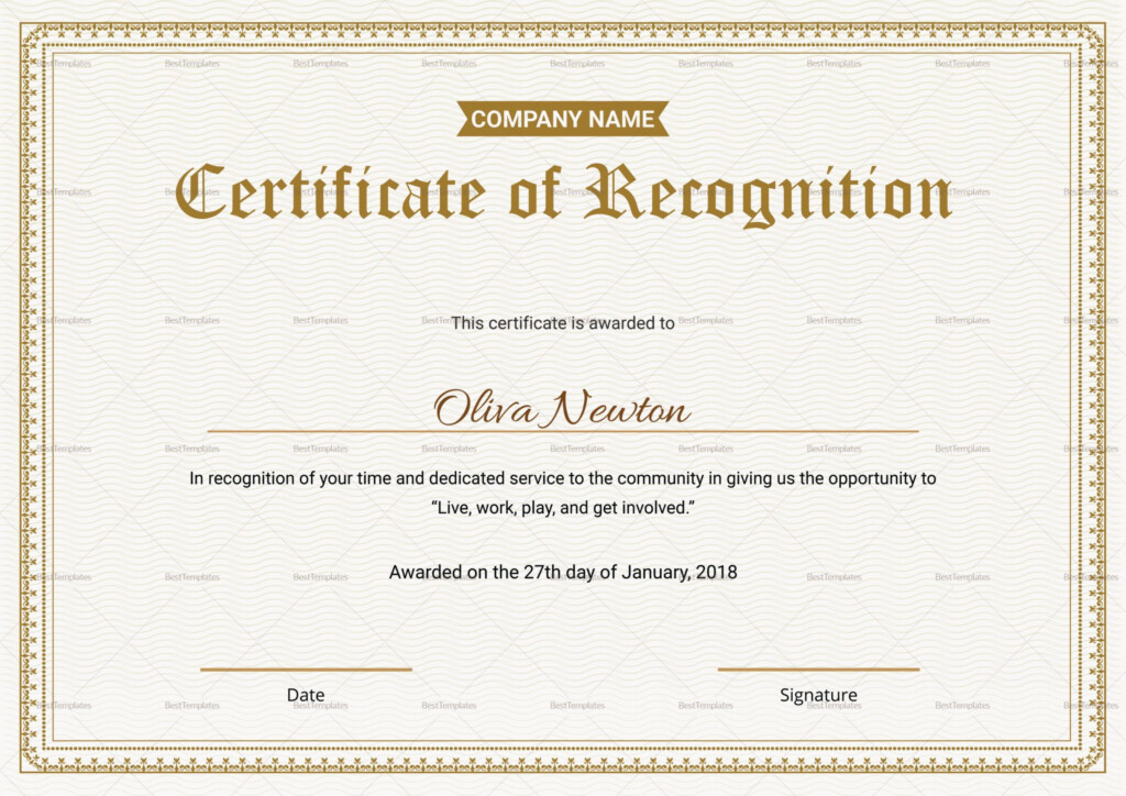 Get Our Free Employee Recognition Certificate Template Certificate Of 
