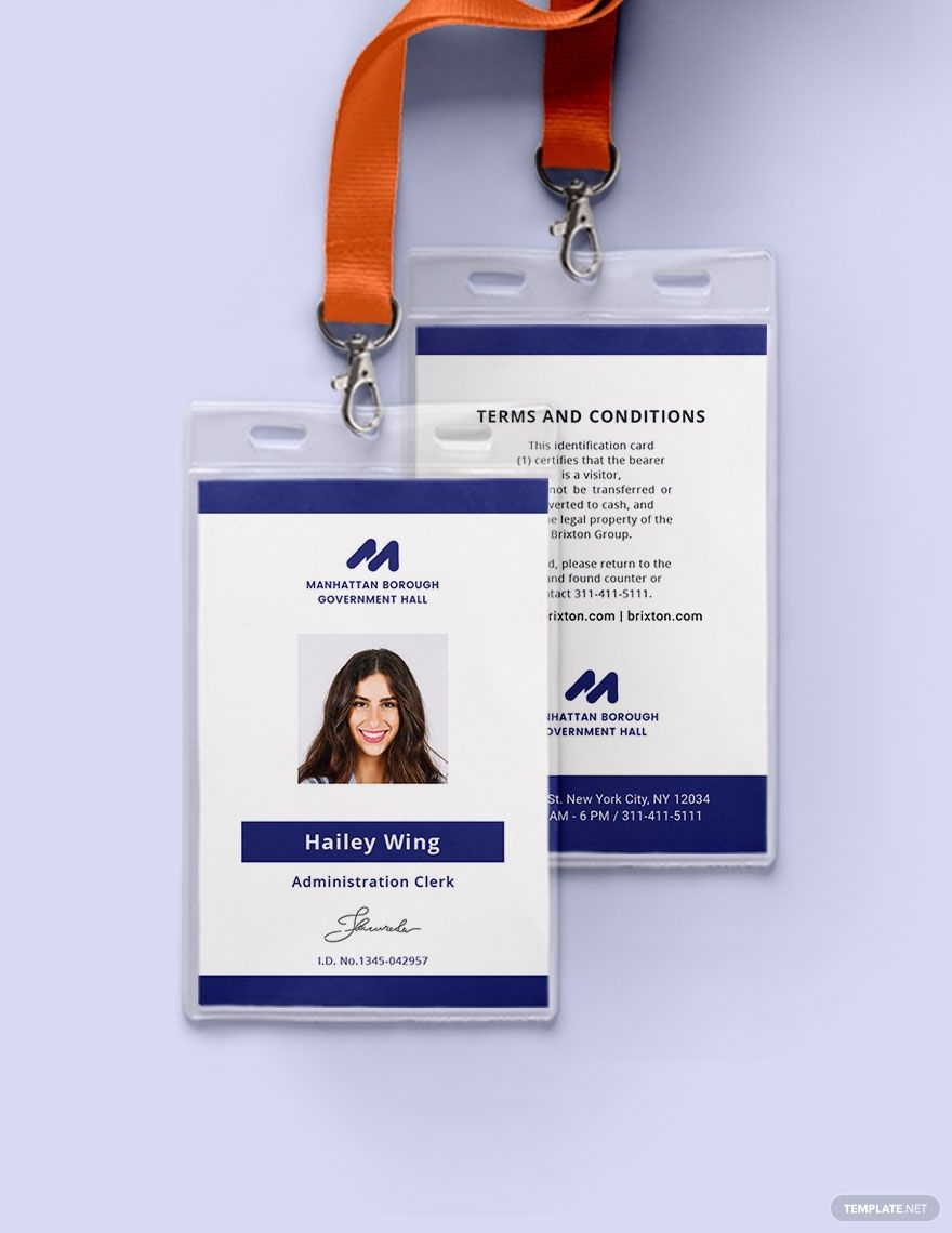 Government Employee ID Card Template Free JPG Illustrator Word