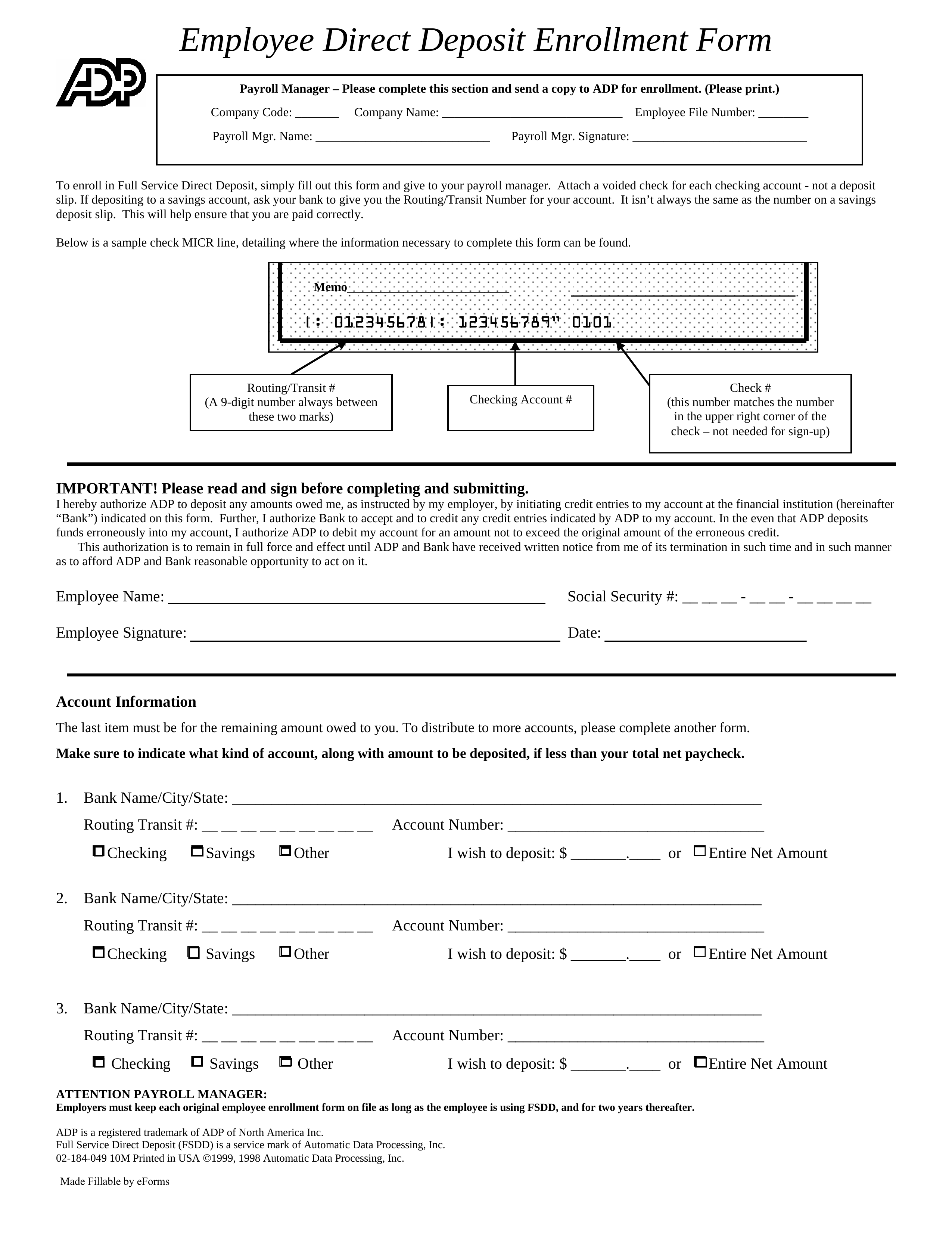 Payroll Direct Deposit Authorization Form Template Payroll Direct Deposit Authorization Form Template
